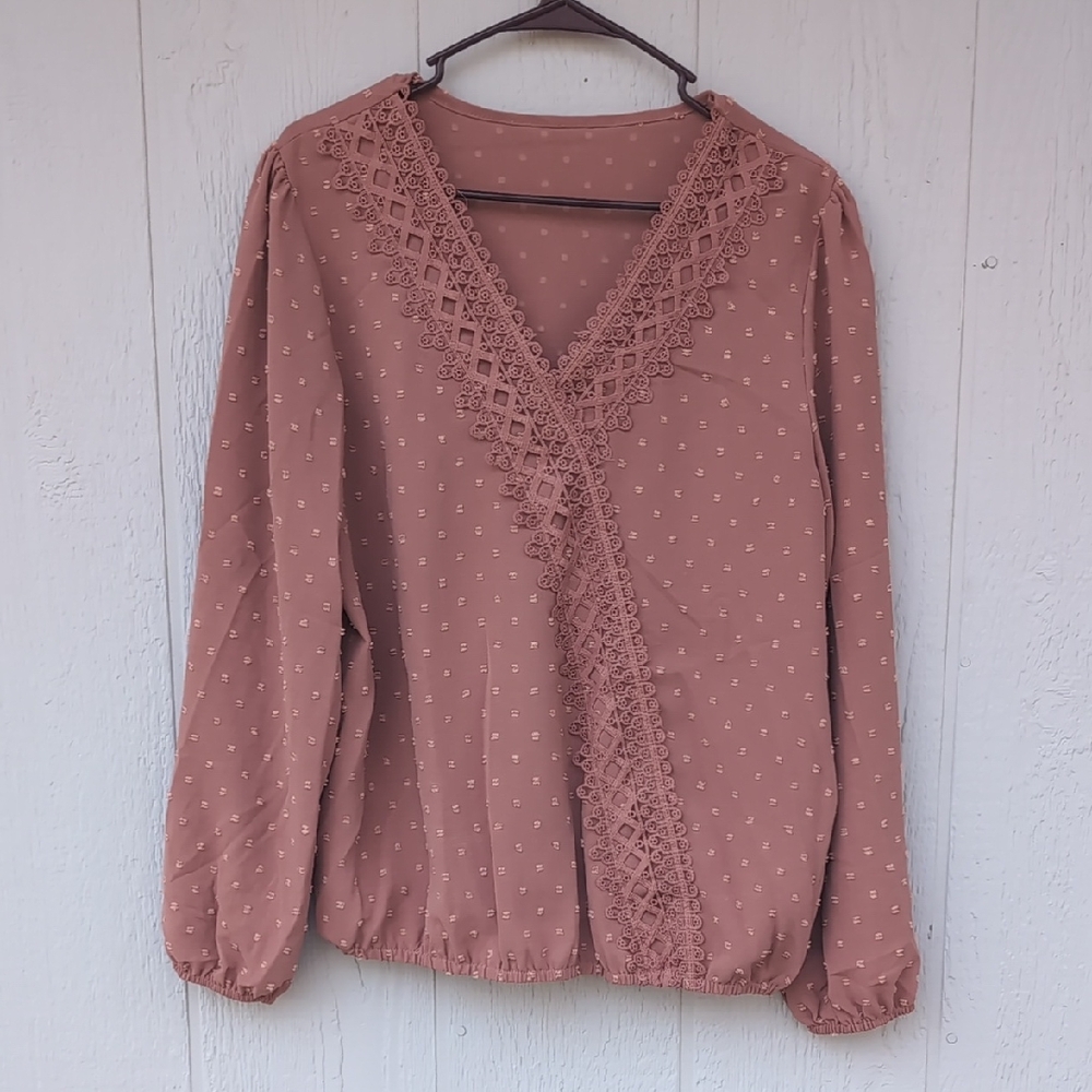 Marshalls Lace Trim Blouse - Mauve